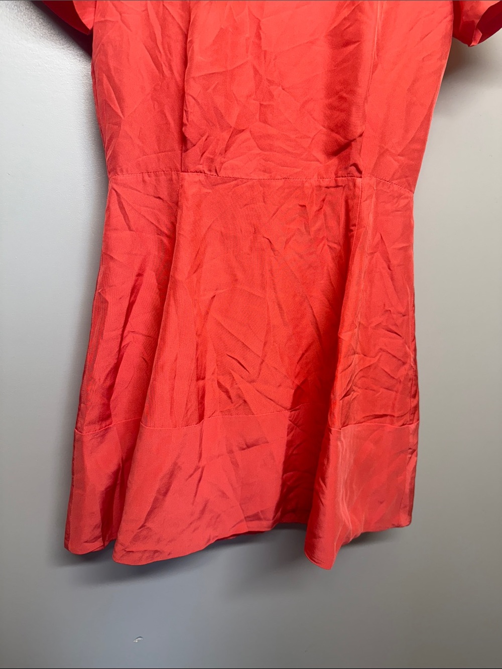 Wilfred Silk Coral Red Short Sleeve Midi Dress - Picture 5 of 7